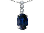 Tommaso Design™ Genuine Oval Sapphire and Diamond Pendant Necklace
