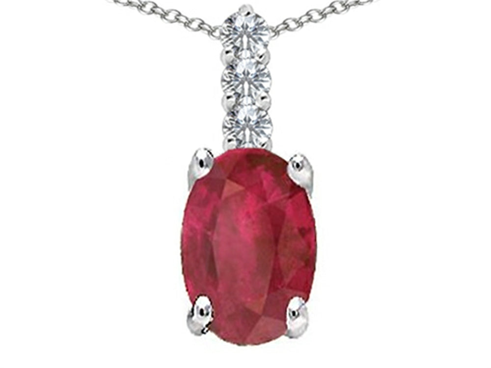 Tommaso Design™ Genuine Oval Ruby and Diamond Pendant Necklace