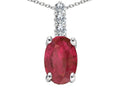 Tommaso Design™ Genuine Oval Ruby and Diamond Pendant Necklace