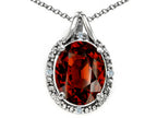 Tommaso Design™ Oval Genuine Garnet Pendant Necklace