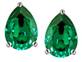 Star K™ Pear Shape 9x7mm Simulated Emerald Earrings Studs