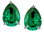 Star K™ Pear Shape 9x7mm Simulated Emerald Earrings Studs