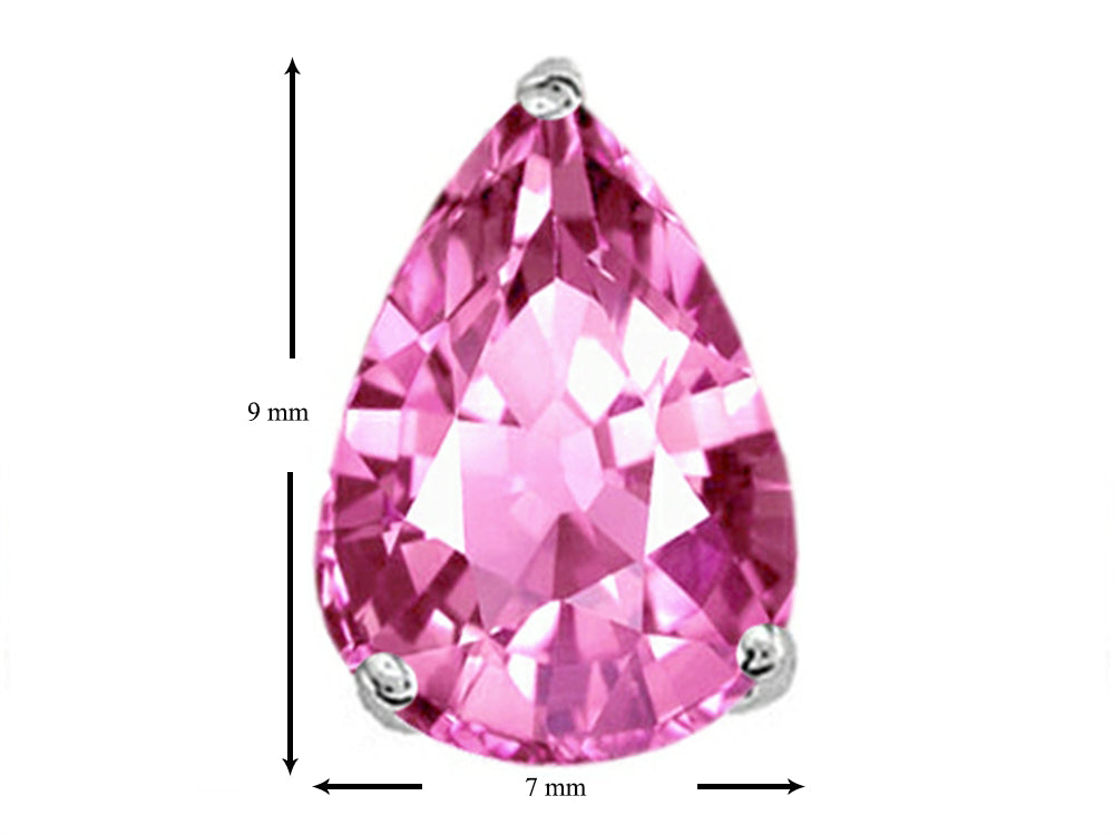 Star K™ Pear Shape 9x7mm Created Pink Sapphire Earrings Studs