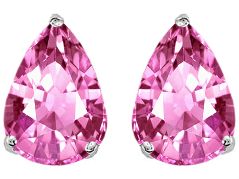 Star K™ Pear Shape 9x7mm Created Pink Sapphire Earrings Studs