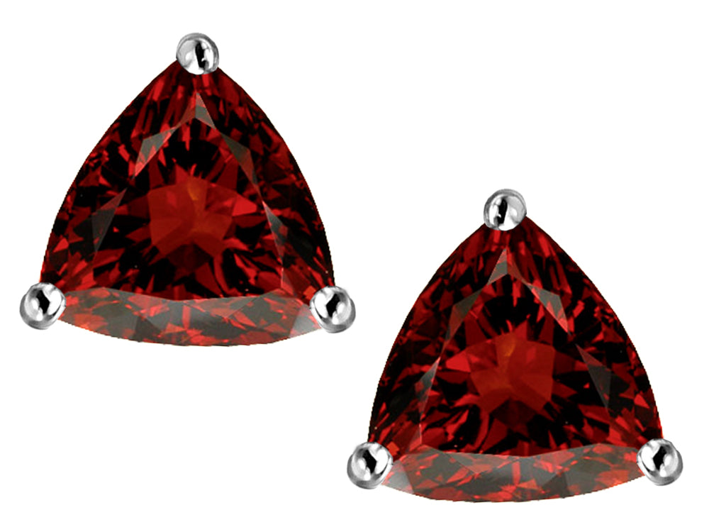 Star K™ Trillion 7mm Simulated Garnet Earrings Studs
