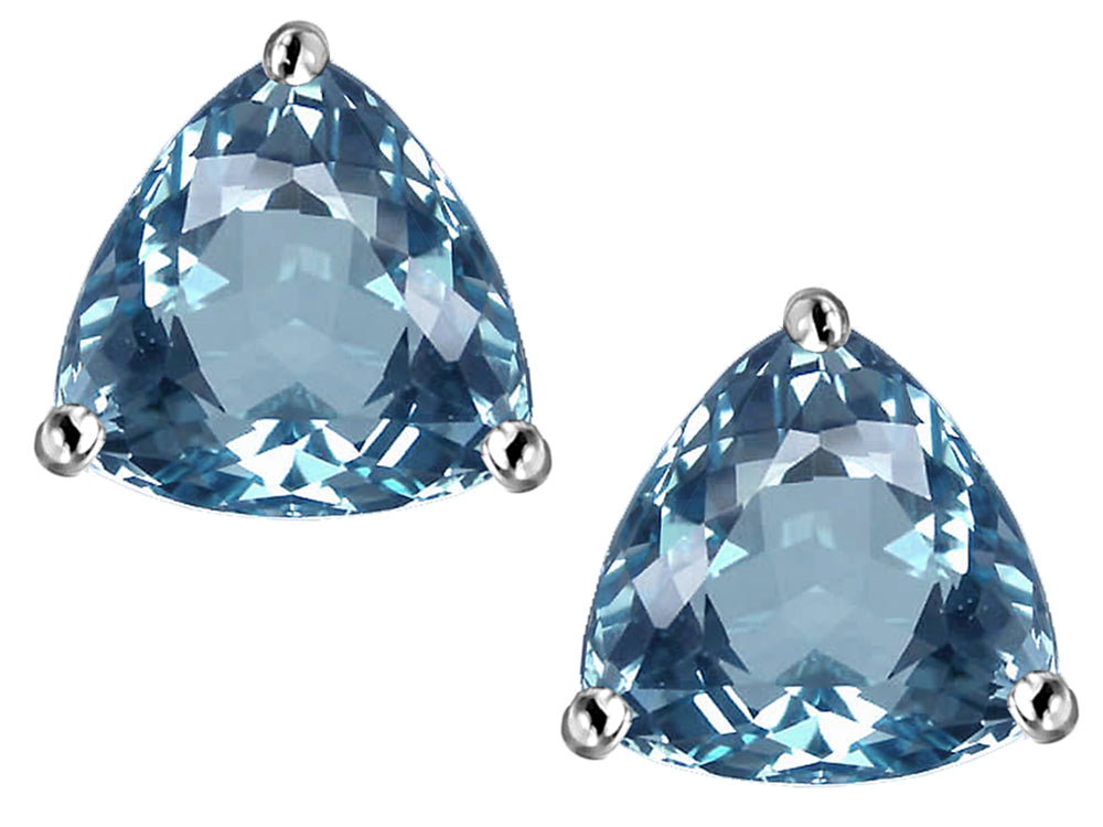 Star K™ Trillion 7mm Simulated Aquamarine Earrings Studs