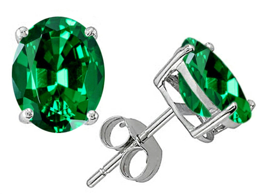 Star K™ Oval 8x6mm Simulated Emerald Earrings Studs