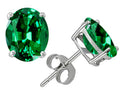 Star K™ Oval 8x6mm Simulated Emerald Earrings Studs