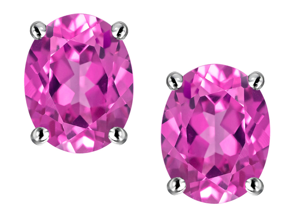 Star K™ Oval 8x6mm Created Pink Sapphire Earrings Studs