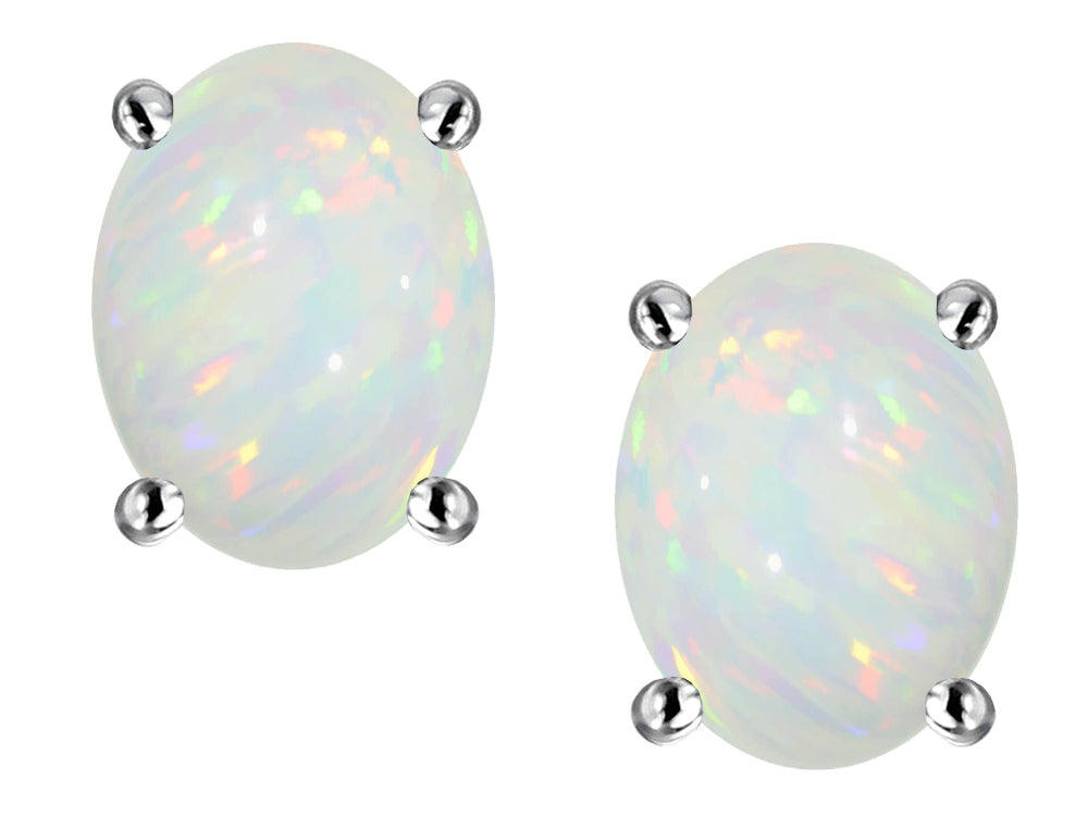Star K™ Oval 8x6mm Created Opal Earrings Studs
