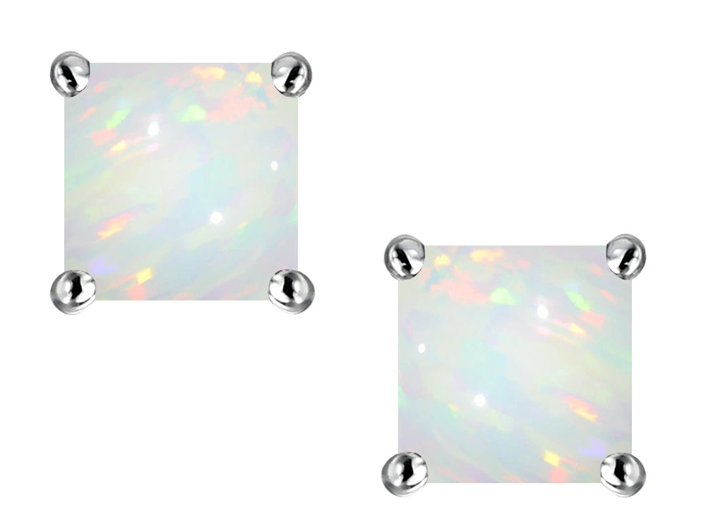Star K™ Square 7mm Created Opal Earrings