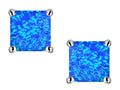 Star K™ Square Cut 7mm Blue Created Opal Earrings