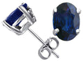 Tommaso Design™ Genuine Sapphire Oval Earrings Studs