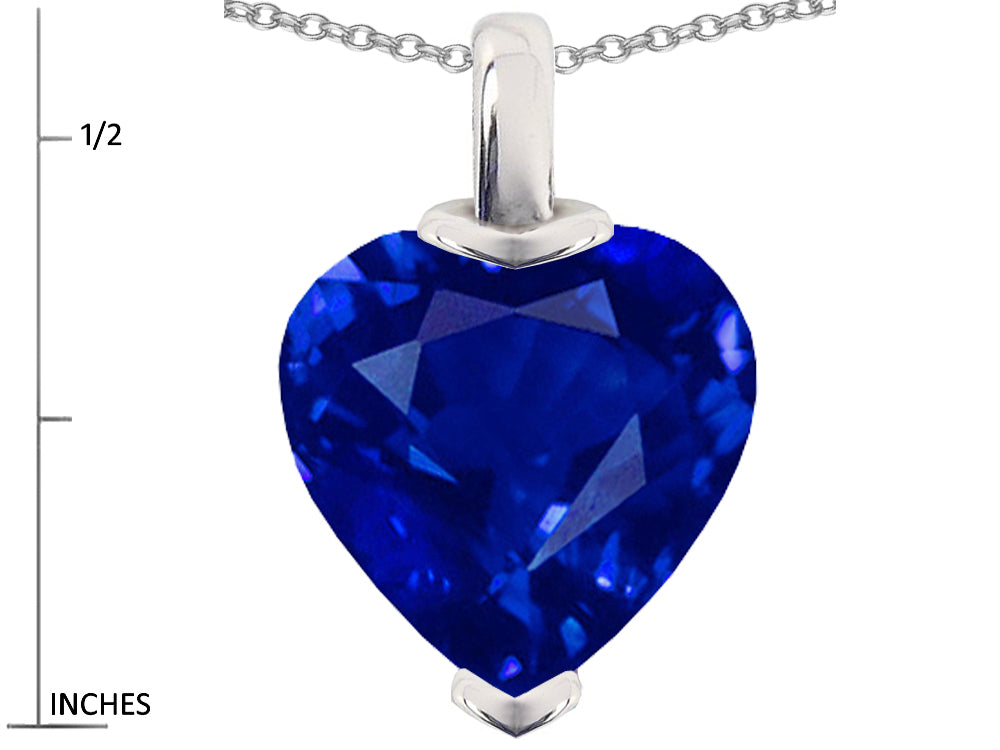 Star K™ Heart Shaped 10mm Created Sapphire Pendant Necklace