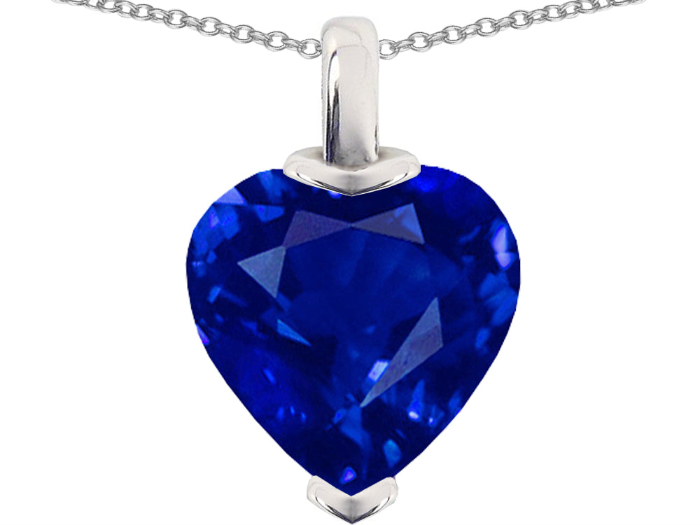 Star K™ Heart Shaped 10mm Created Sapphire Pendant Necklace