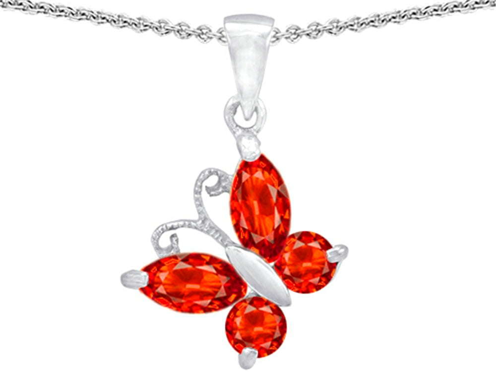 Star K™ Butterfly Pendant Necklace Made with Simulated Mexican Fire Opal