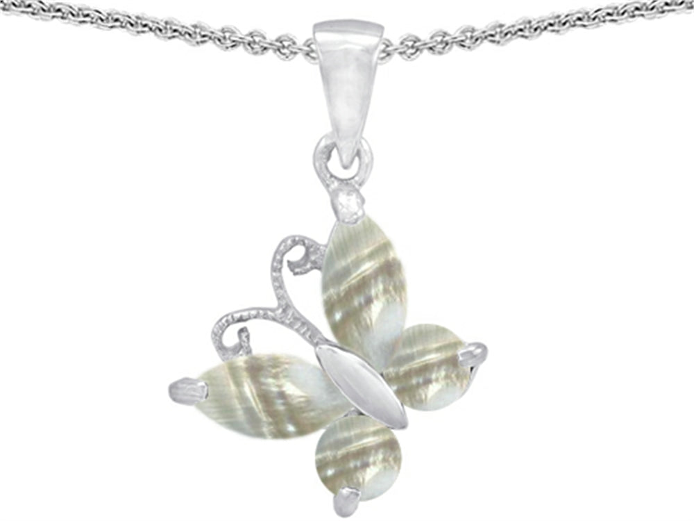 Star K™ Butterfly Pendant Necklace Made with Sea Shell