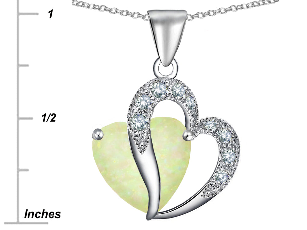 Star K™ Heart Shape 12mm Created Opal and Cubic Zirconia Pendant Necklace