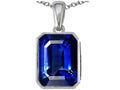 Star K™ Emerald Cut 10x8mm Created Sapphire Pendant Necklace