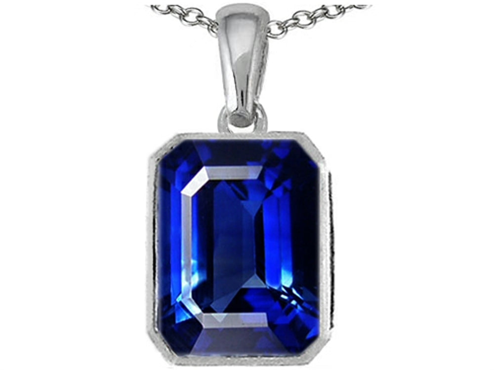 Star K™ Emerald Cut 10x8mm Created Sapphire Pendant Necklace