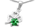 Celtic Love by Kelly Round Simulated Emerald Lucky Clover Pendant Necklace