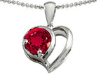 Star K™ Heart Shape Pendant Necklace With Round Created Ruby