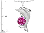 Star K™ Round 7mm Created Pink Sapphire Good Luck Dolphin Pendant Necklace