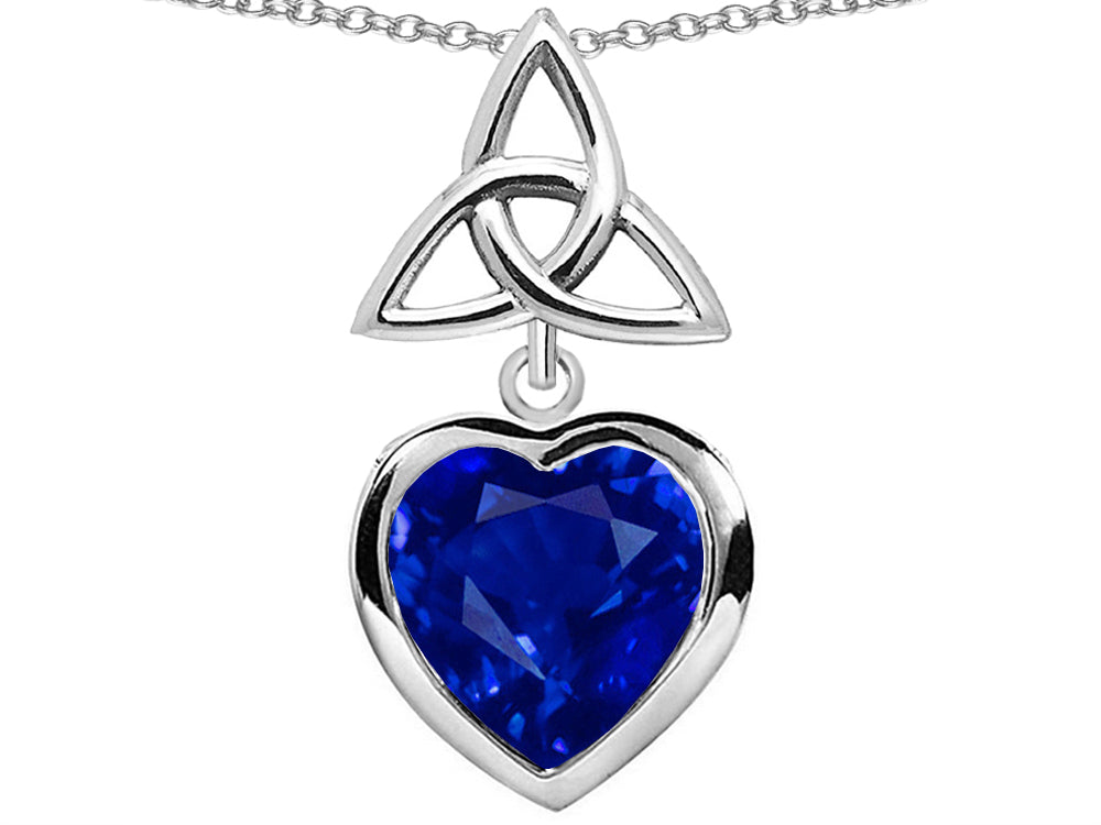 Star K™ Love Knot Pendant Necklace with Heart 9mm Simulated Sapphire