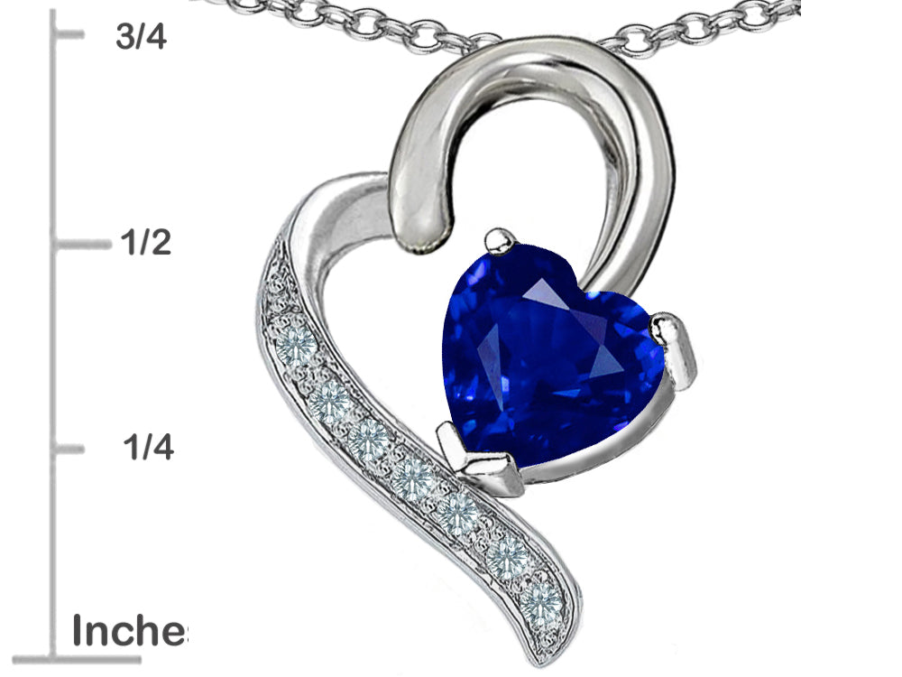 Star K™ 7mm Heart Shape Created Sapphire Heart Pendant Necklace