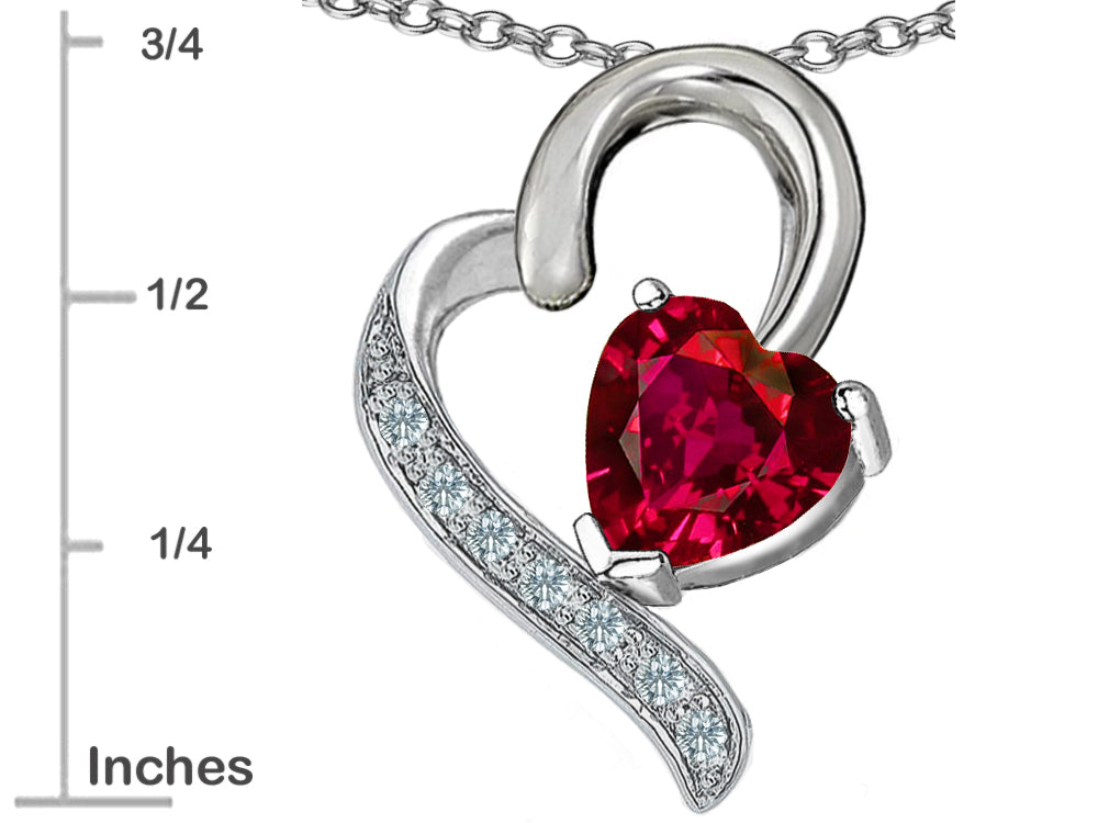 Star K™ 7mm Heart Shape Created Ruby Heart Pendant Necklace
