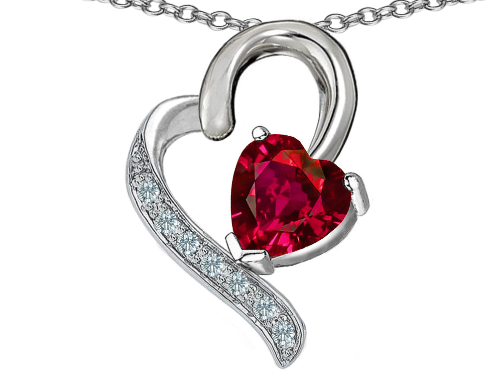Star K™ 7mm Heart Shape Created Ruby Heart Pendant Necklace