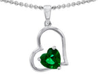 Star K™ 7mm Heart Shape Simulated Emerald Pendant Necklace