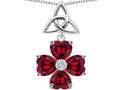 Star K™ Lucky Shamrock Celtic Knot Made With Heart 6mm Created Ruby Pendant Necklace