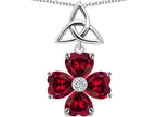 Star K™ Lucky Shamrock Celtic Knot Made With Heart 6mm Created Ruby Pendant Necklace