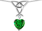 Star K™ Love Knot Pendant Necklace with 8mm Heart Shape Simulated Emerald