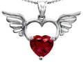 Star K™ Wings Of Love Birth Month Pendant Necklace with 8mm Heart Shape Created Ruby