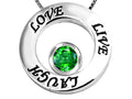 Star K™ Live/Love/Laugh Circle of Life Pendant Necklace with May Birth Month Round 7mm Simulated Emerald
