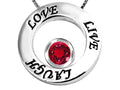 Star K™ Live/Love/Laugh Circle of Life Pendant Necklace with July Birth Month Round 7mm Created Ruby