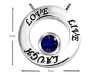Star K™ Live/Love/Laugh Circle of Life Pendant Necklace with September Birth Month Round 7mm Created Sapphire