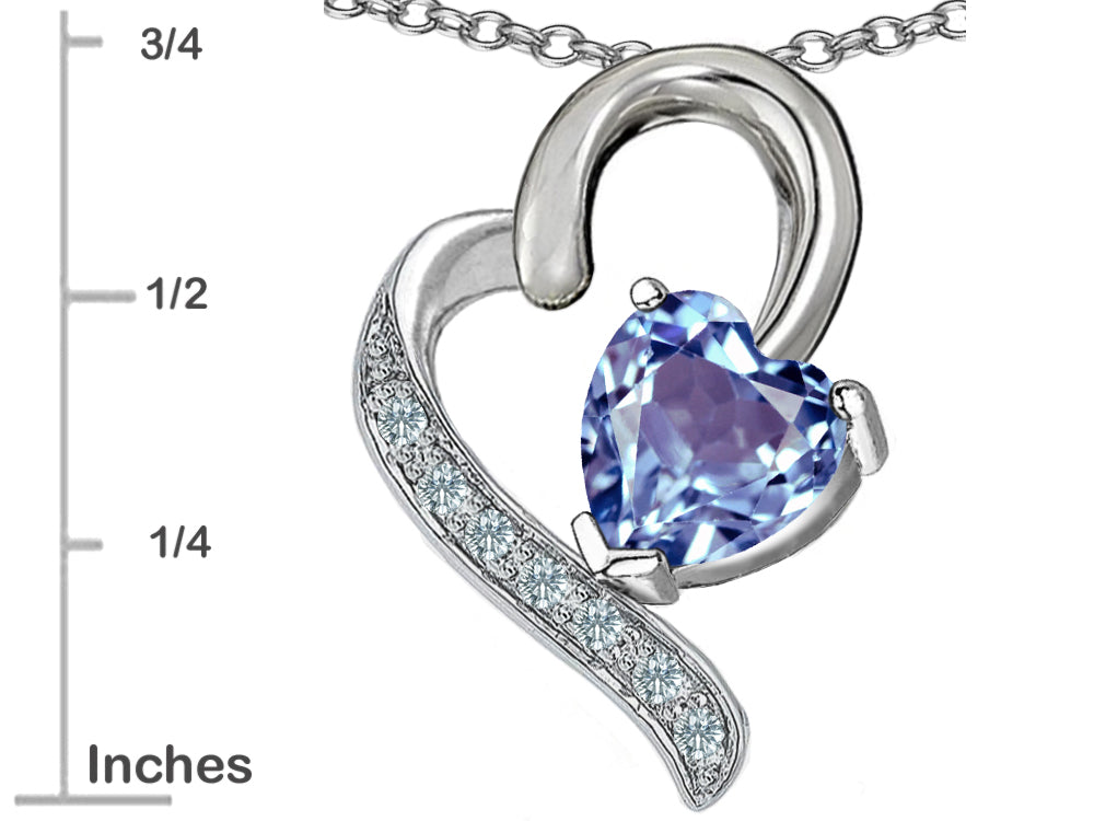 Star K™ 7mm Heart Shape Simulated Aquamarine Heart Pendant Necklace