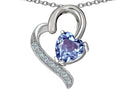 Star K™ 7mm Heart Shape Simulated Aquamarine Heart Pendant Necklace