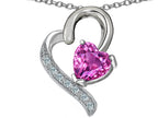 Star K™ 7mm Heart Shape Created Pink Sapphire Heart Pendant Necklace