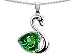 Star K™ Large Love Swan Pendant Necklace With 8mm Simulated Emerald.