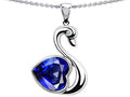 Star K™ Large Love Swan Pendant Necklace With 8mm Heart Shape Created Sapphire.