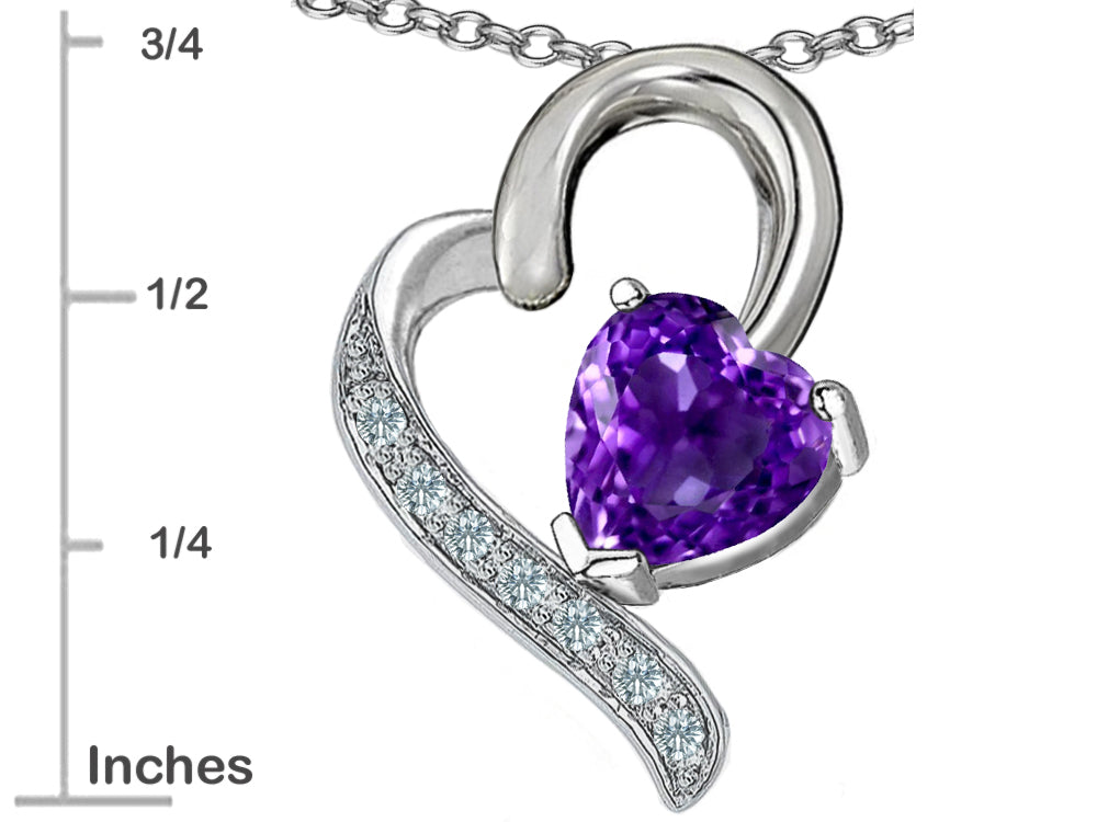 Star K™ 7mm Heart Shape Simulated Amethyst Pendant Necklace