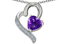 Star K™ 7mm Heart Shape Simulated Amethyst Pendant Necklace