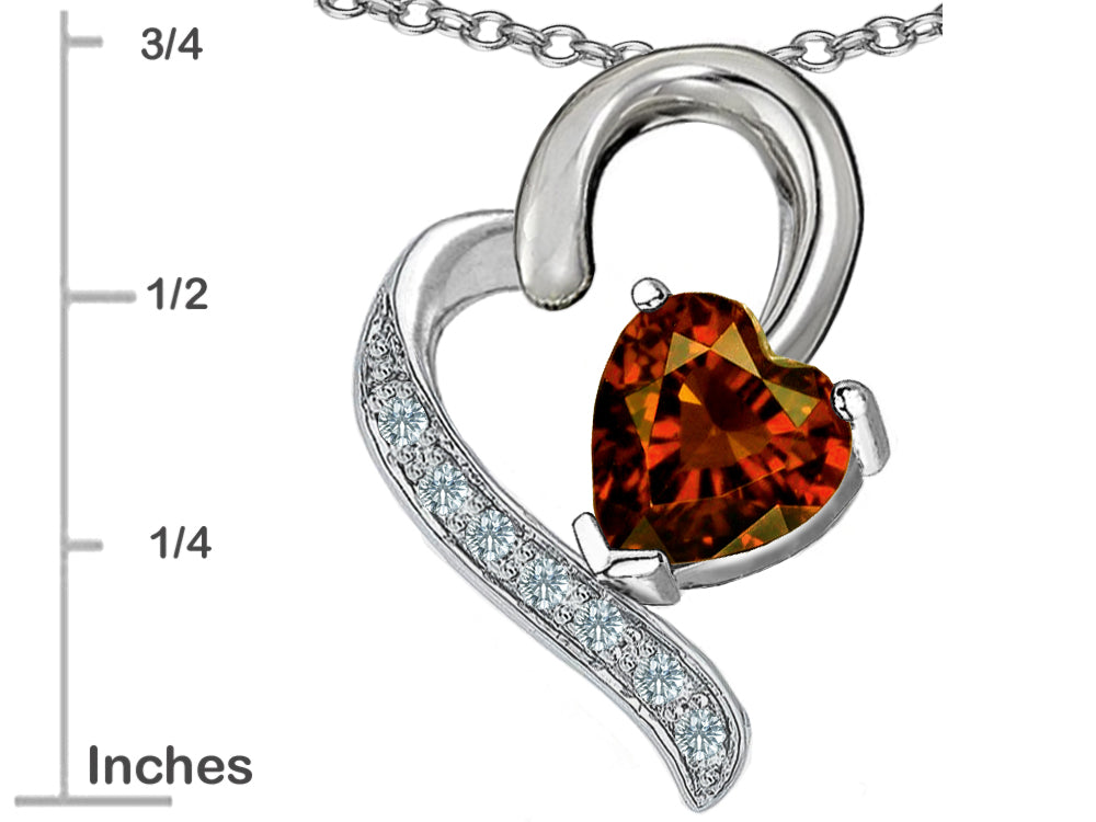 Star K™ 7mm Heart Shape Simulated Garnet Pendant Necklace