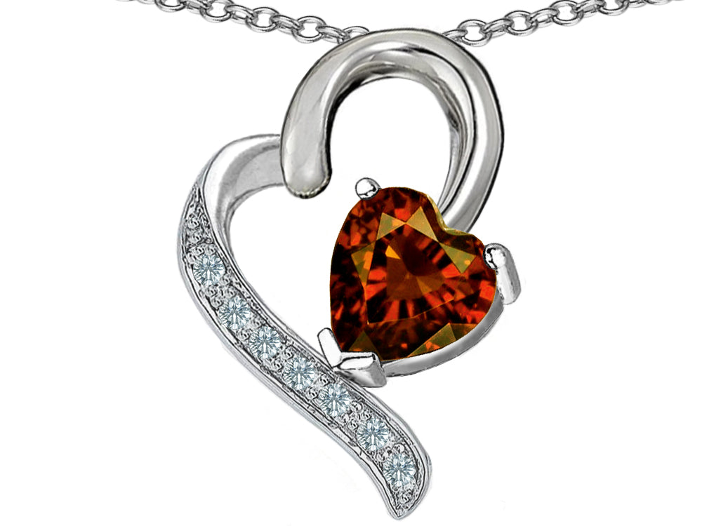 Star K™ 7mm Heart Shape Simulated Garnet Pendant Necklace