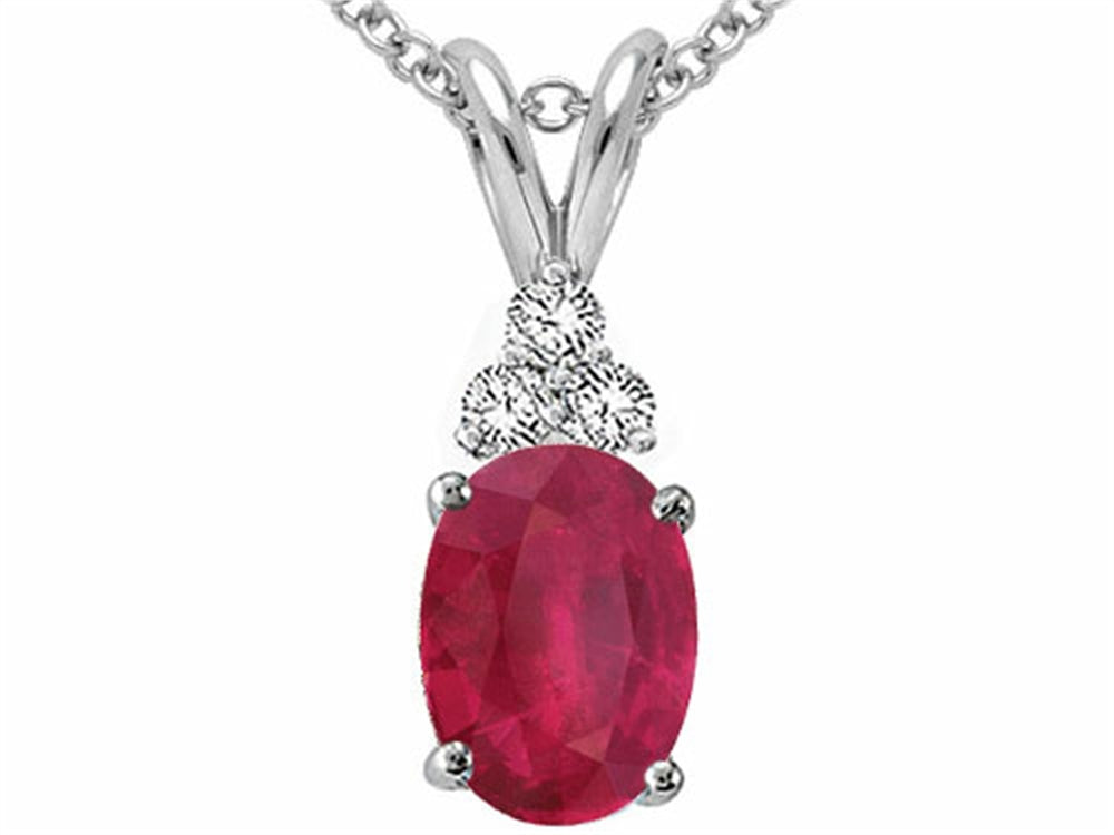 Tommaso Design™ Genuine Ruby and Diamond Pendant Necklace