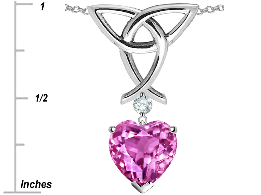 Star K™ Love Knot Pendant Necklace with Heart Shape 8mm Created Pink Sapphire